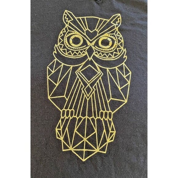 Just My Size Womens T Shirt Sz 2X Black Gold Owl Long Sleeve Goth Fairy Woodland - Picture 6 of 12